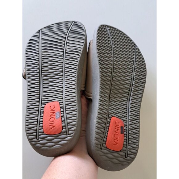 Vionic Kiwi Women's Motion Orthotic Slide Sandals Size 9 Tan Adjust Hook  Loop - Picture 6 of 13